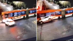 Video muestra momento exacto del accidente que terminó con bus del sistema Red cayendo a la Autopista Central